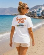 OTLY 869 Summer Sun in Crete Unisex T-Shirt - White - Image 5