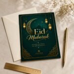 Eid Mubarak Greeting Card – Green & Gold-Tone Crescent Design - Image 5