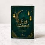 Eid Mubarak Greeting Card – Green & Gold-Tone Crescent Design - Image 3