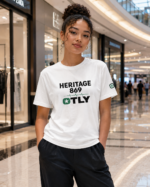 OTLY 869 Heritage Unisex Organic Cotton T-Shirt – White - Image 2
