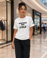 OTLY 869 Heritage Unisex Organic Cotton T-Shirt – White - Image 3