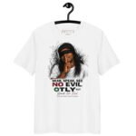 Hear, Speak, See No Evil Organic Unisex T-shirt (White) - Image 3