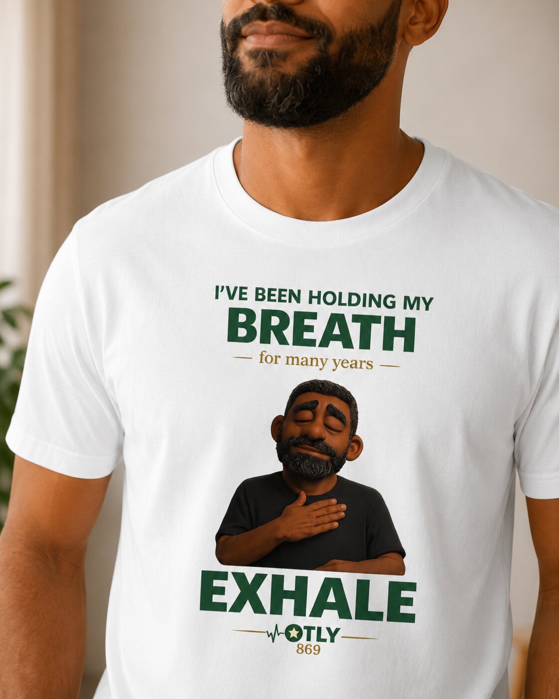 Breathe, Exhale, Model5 Exhale — Inner Strength T-Shirt - Image 1