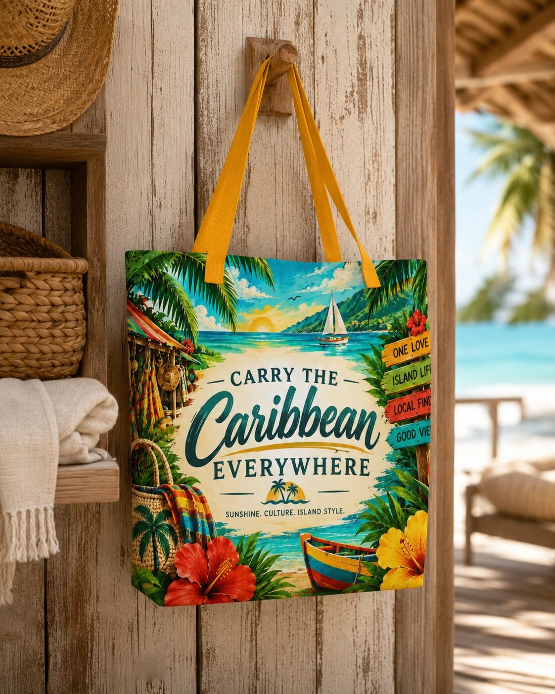 Caribbean Everywhere6 Carry the Caribbean Everywhere – Large Tote Bag - Image 1