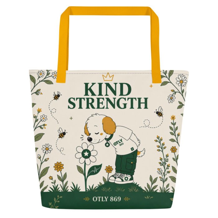 Kind Strength - Large All-Over Print Tote Bag with Pocket