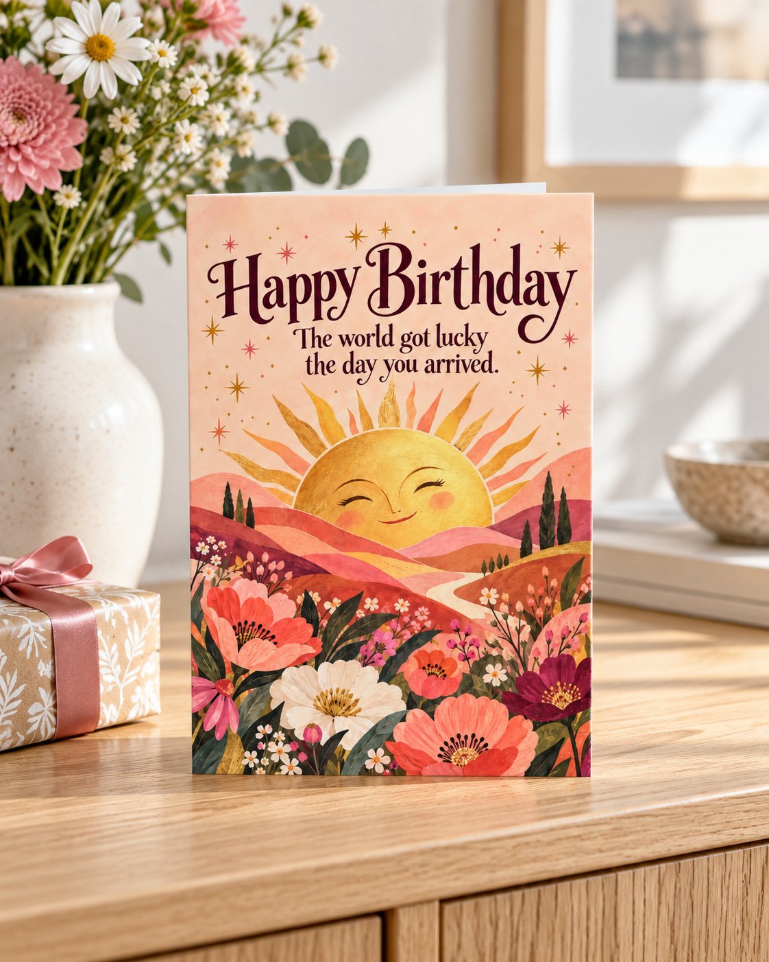 01-front-hero The World Got Lucky – Birthday Greeting Card - Image 1