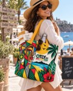 Good Vibes Large Tote Bag with Pocket - Image 3