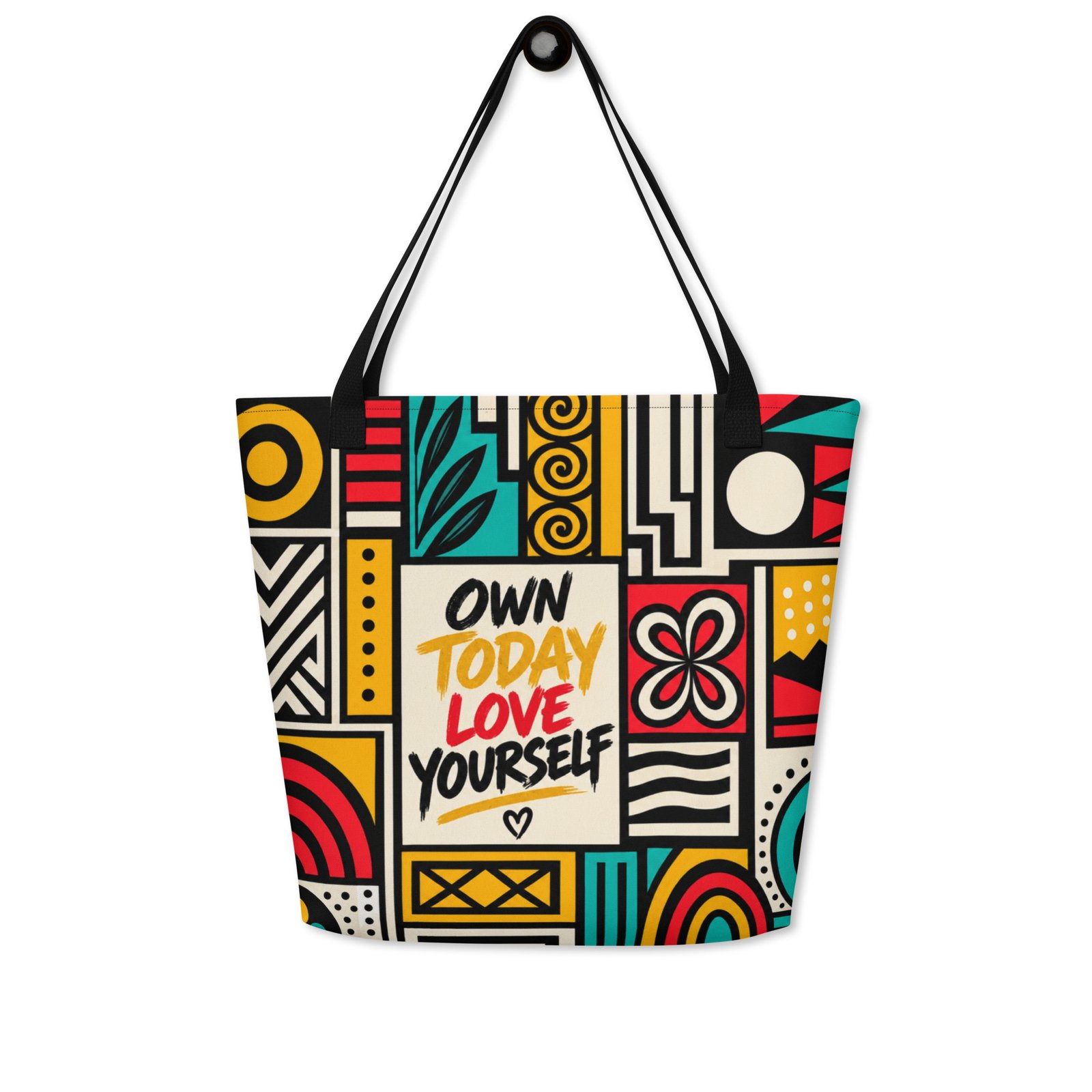 all-over-print-large-tote-bag-w-pocket-black-front-6aa0490d55159.jpg Own Today – Large All-Over Print Tote Bag with Pocket - Image 1
