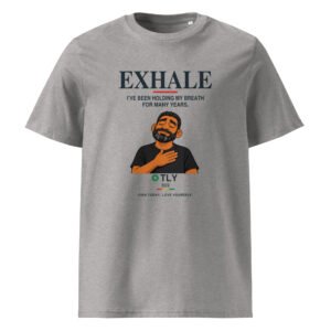 Exhale Inner Strength unisex t-shirt in Heather Grey, front view
